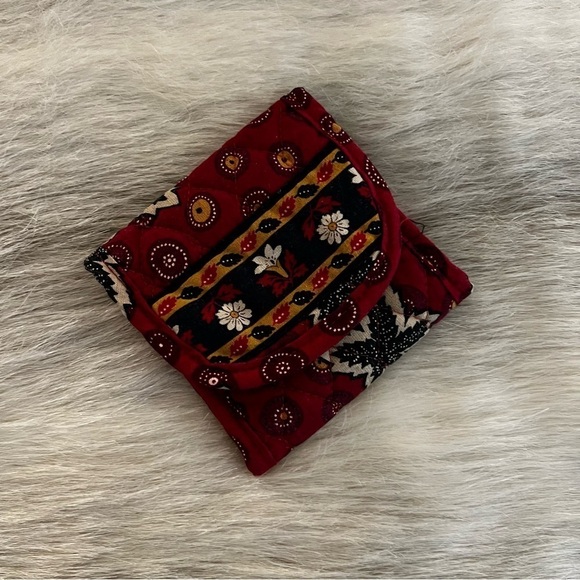 Vintage VERA BRADLEY Red Coin 1999 Retired Square Velcro Wallet Blue Floral - Picture 6 of 13
